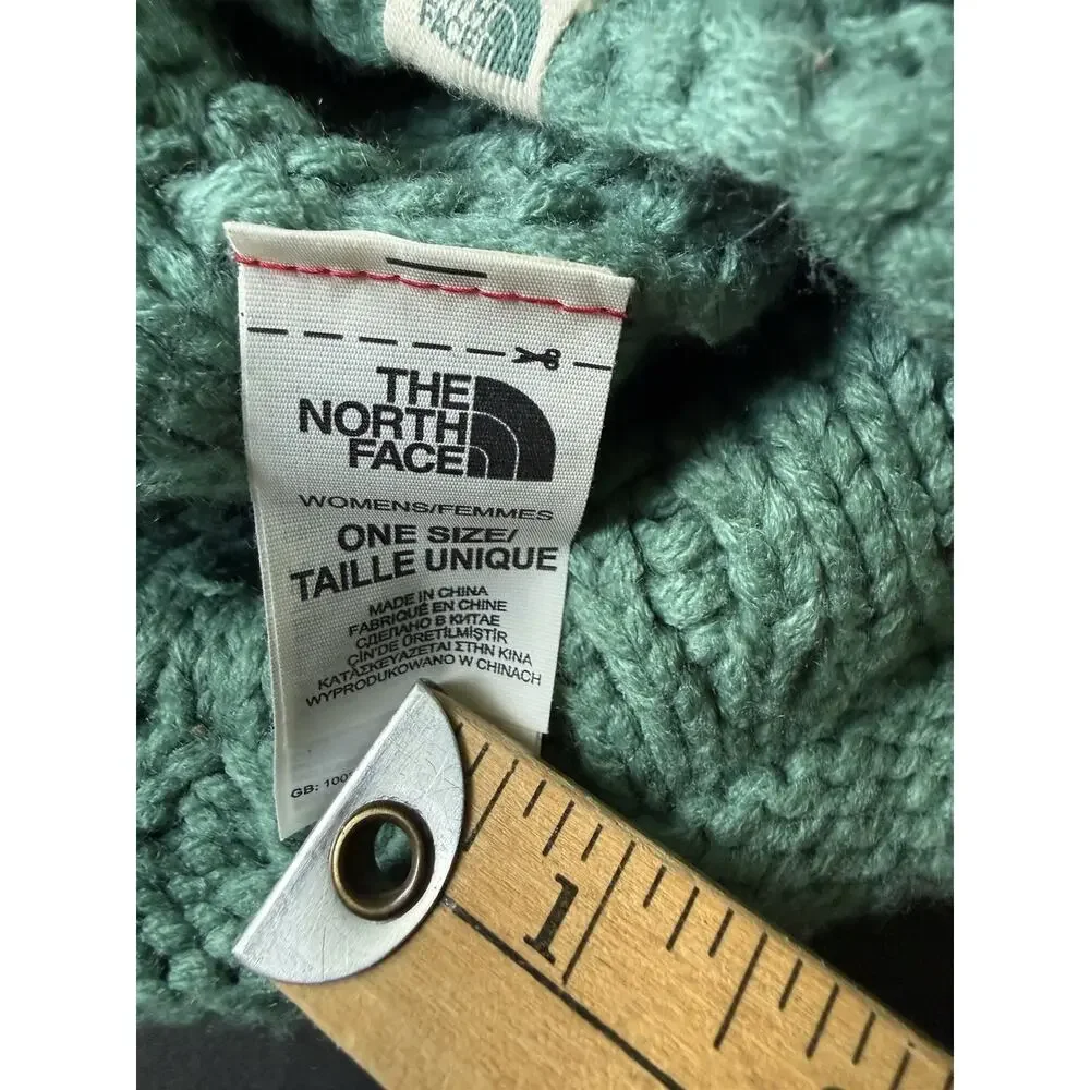 The North Face Knit Beanie Green Chunky Knit Winter Hat Women OSFA Outdoor
